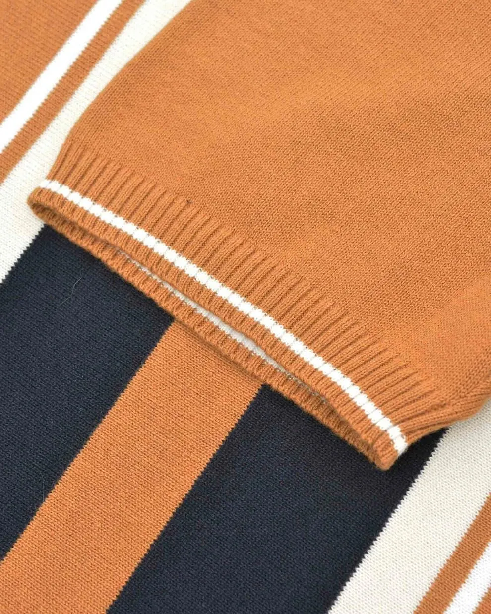 Mens Greco Striped Knitted Short-Sleeved Polo Shirt