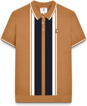 Mens Greco Striped Knitted Short-Sleeved Polo Shirt