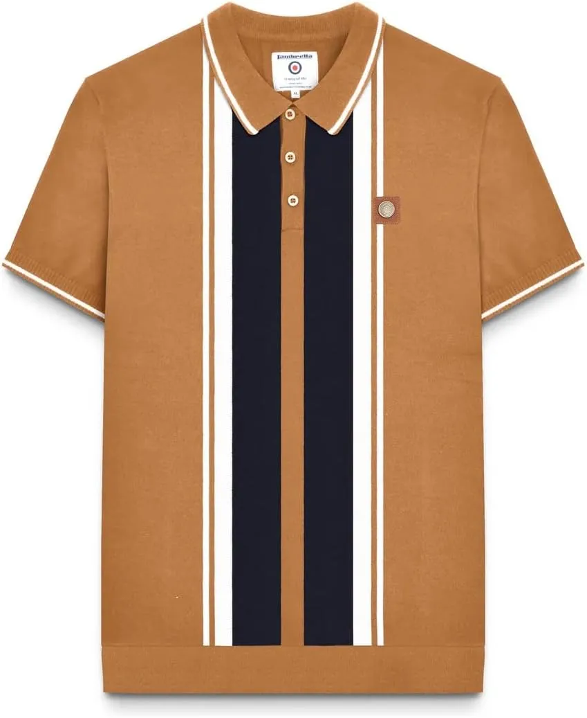 Mens Greco Striped Knitted Short-Sleeved Polo Shirt