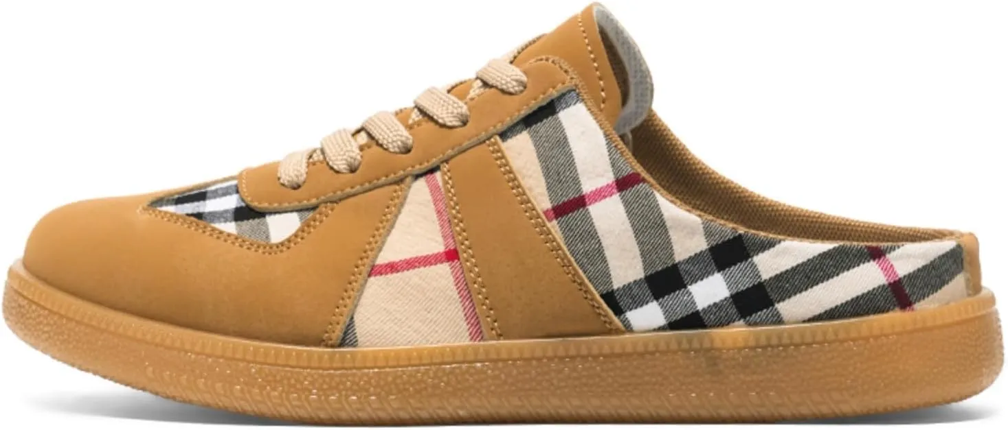 Men's Summer Casual Slip-On Loafers | Suede & Plaid Design | Comfortable Lightweight Rubber Sole | Breathable Mule Sneakers for Daily Wear