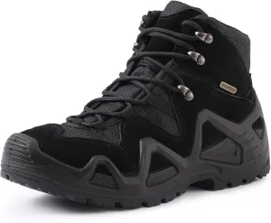 Men's Trekking Boots Mid Waterproof Outdoor High Rise Hiking Shoes-Black||EU40/US7.5