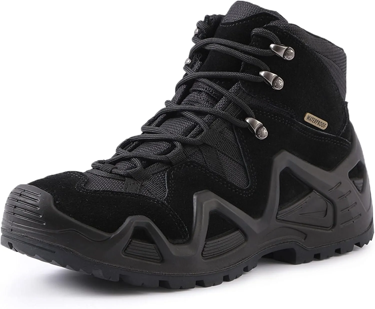 Men's Trekking Boots Mid Waterproof Outdoor High Rise Hiking Shoes-Black||EU40/US7.5