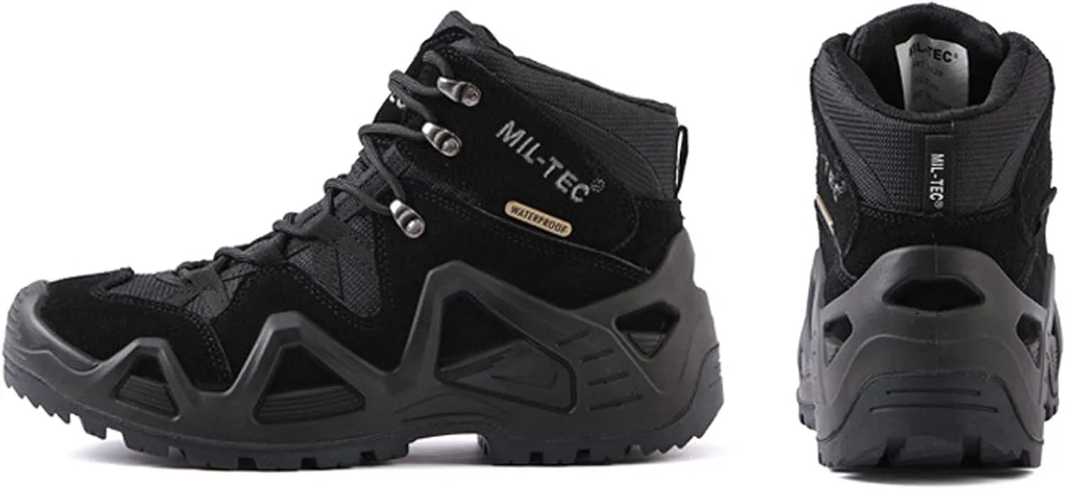 Men's Trekking Boots Mid Waterproof Outdoor High Rise Hiking Shoes-Black||EU40/US7.5