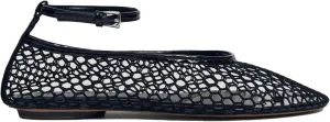 Mesh Ballet Flats for Women Metal Buckle Mary Jane Flats Comfortable Dressy Ballerina Fishnet Shoes with Ankle Bracelet