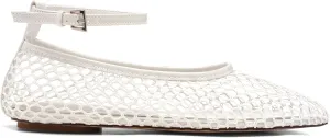 Mesh Ballet Flats for Women Metal Buckle Mary Jane Flats Comfortable Dressy Ballerina Fishnet Shoes with Ankle Bracelet