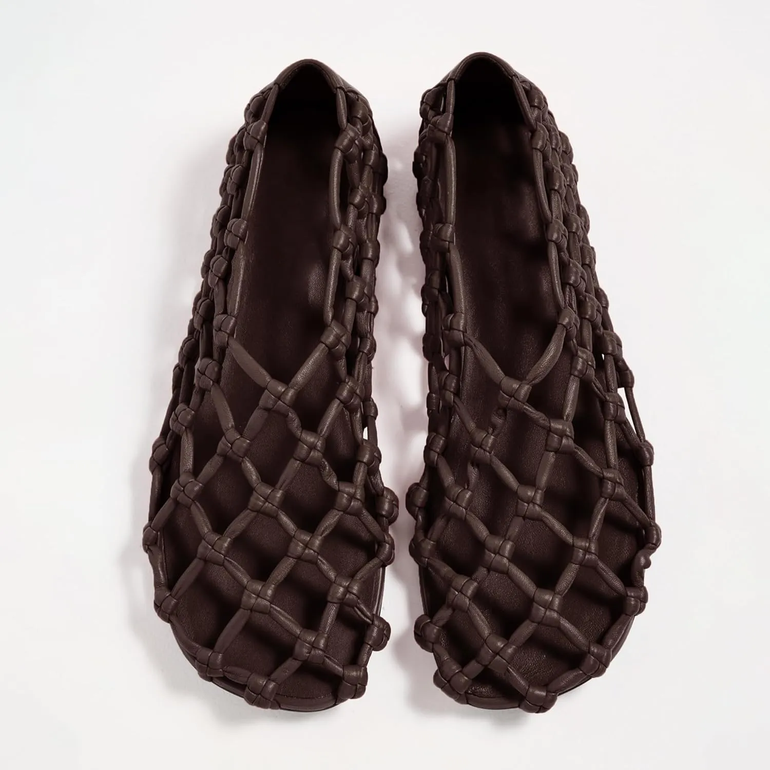 Mesh Ballet Flats for Women Woven Hollow Beach Ballerina Flats Comfortable Casual Slip on Mary Jane Flats