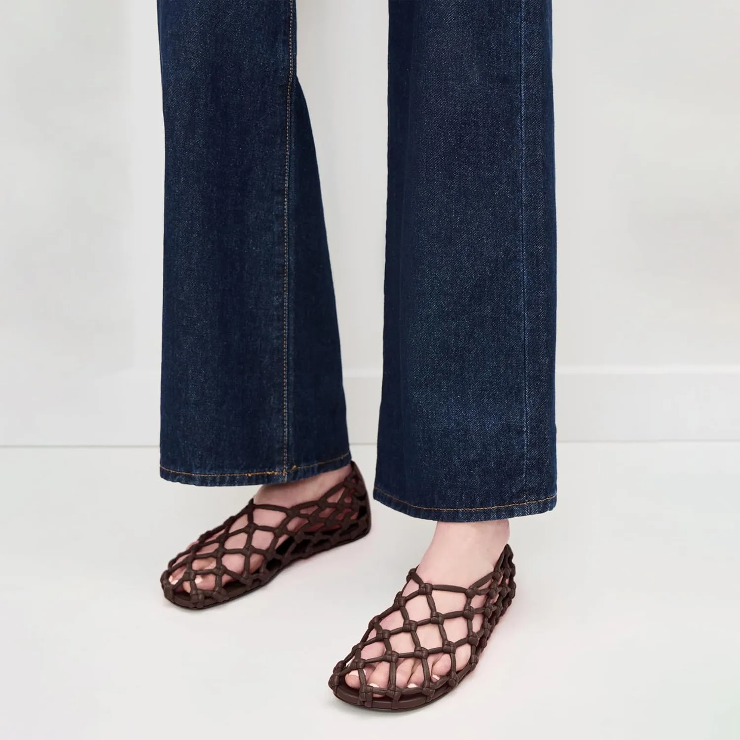 Mesh Ballet Flats for Women Woven Hollow Beach Ballerina Flats Comfortable Casual Slip on Mary Jane Flats