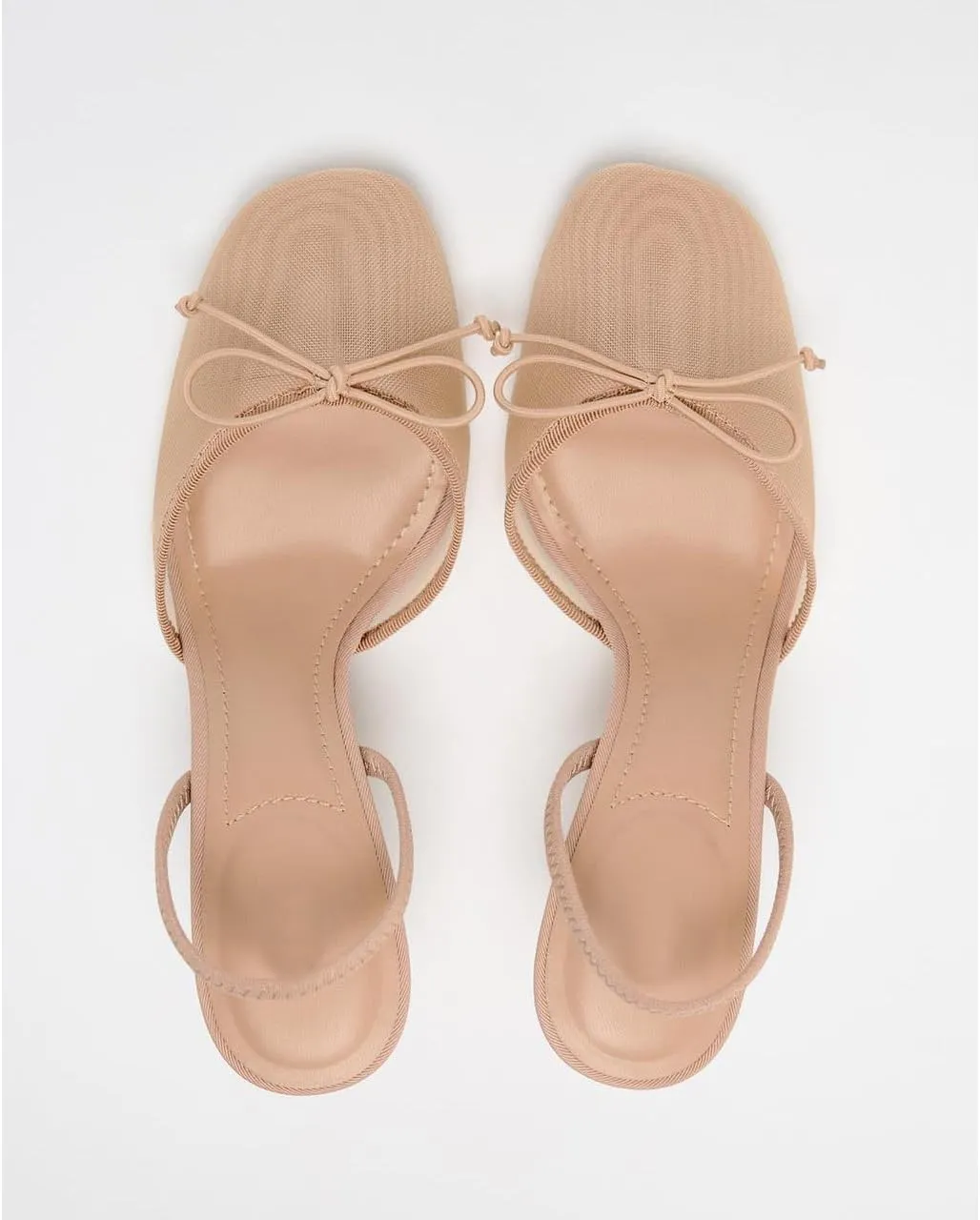 Mesh Slingback Pumps for Women Ballerina Style Round Toe Kitten Heels with Bow Tie Cute High Heel Ballet Shoes