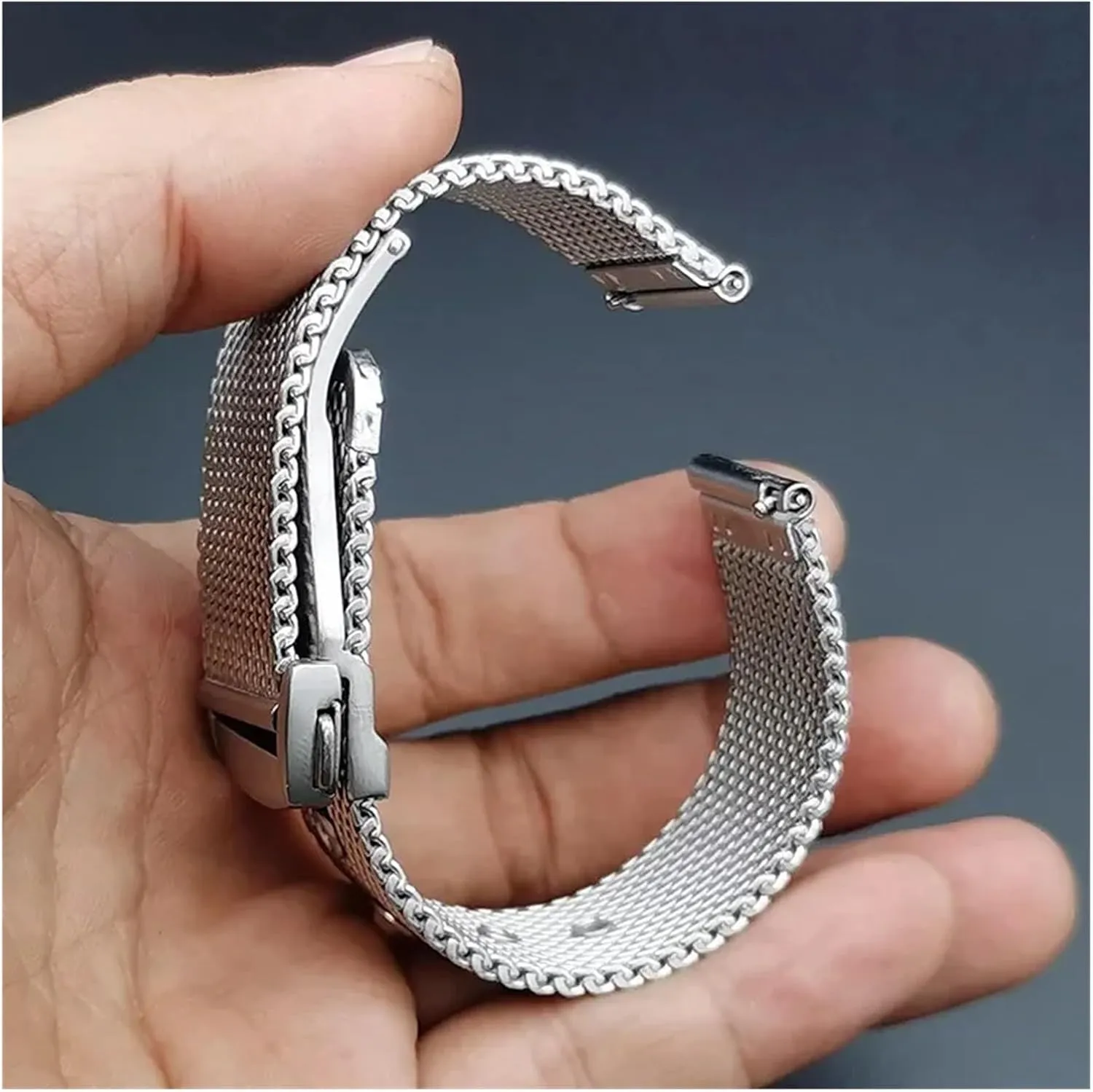 Mesh Stainless Steel Strap 20mm 22mm For Omega 007 Diver 300 Watch Band Men Metal Folding Buckle Watchband Bracelet