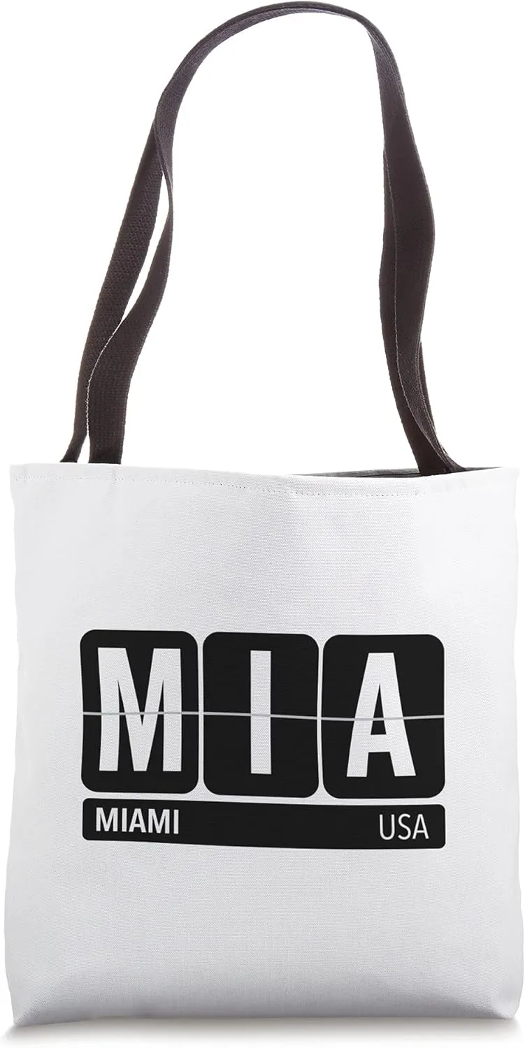 MIA Miami Florida USA Travel Souvenir White Text Tote Bag