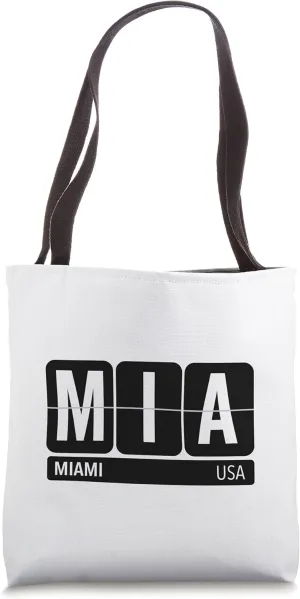 MIA Miami Florida USA Travel Souvenir White Text Tote Bag