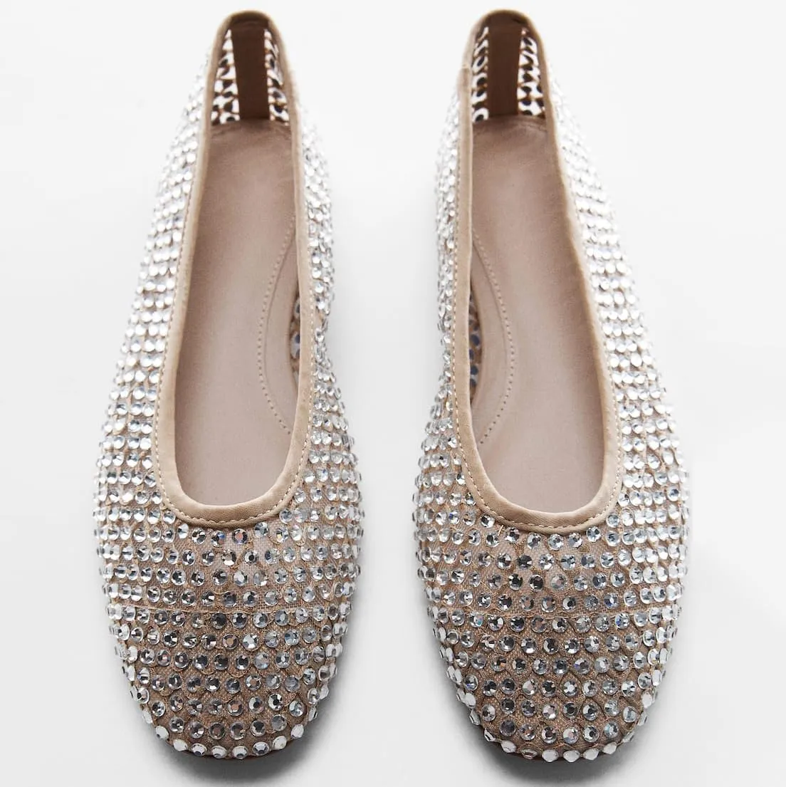 MICIFA Ballet Flats for Women,Rhinestone Flat Shoes Sparkly Ballerina Shoes Mesh Glitter Casual Wedding Dress Flats