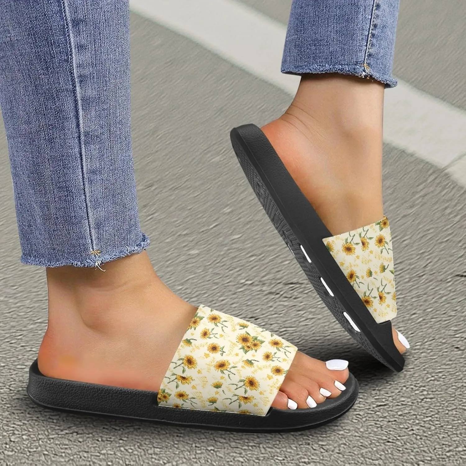 Micoklinlin Slide Sandals for Women Men Cute Rubber Slip-On Flip Flops Fashion Shower Yoga Pool Beach Waterproof Slippers