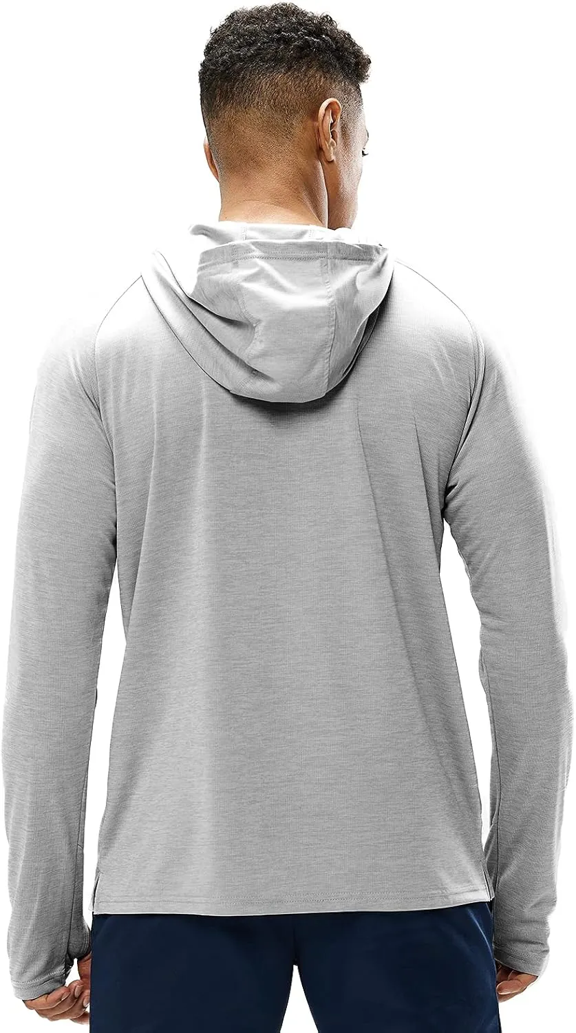 MIER Men's UPF 50  Sun Protection Hoodie Long Sleeve SPF Fishing Hiking Thumbhole Hooded Shirts Quick Dry, 3 Pack
