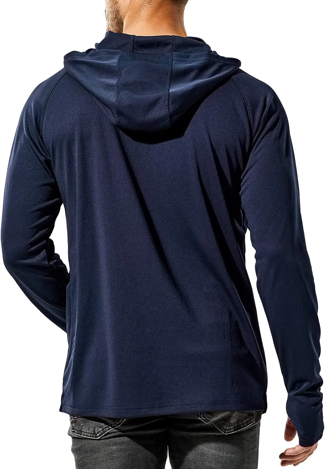 MIER Men's UPF 50  Sun Protection Hoodie Long Sleeve SPF Fishing Hiking Thumbhole Shirts Hooded Quick Dry, 2 Pack