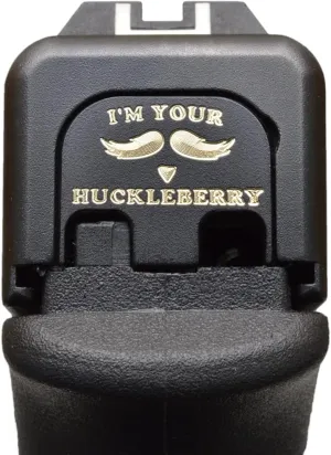 Milspin Slide Back Plate Compatible with Glock Gen 1-5 I I'm Your Huckleberry I Black on Brass I Made in USA (Models G17-41, G45)