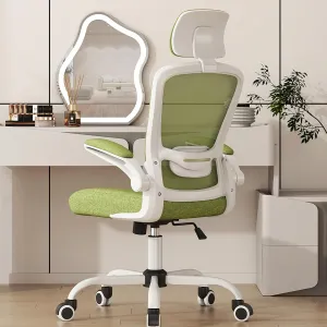Mimoglad Office Chair, High Back Ergonomic Desk Chair with Adjustable Lumbar Support and Headrest, Swivel Task Chair with flip-up Armrests for Guitar Playing (Modern, Green Pear)