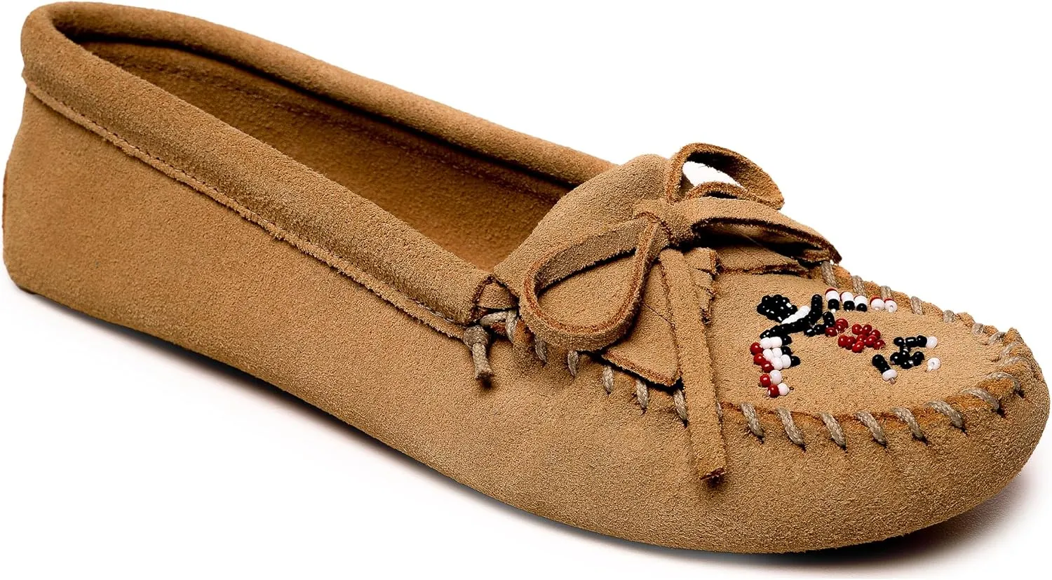 Minnetonka Women's Thunderbird Animikii Soft Leather Sole, Tan, Size 5.5