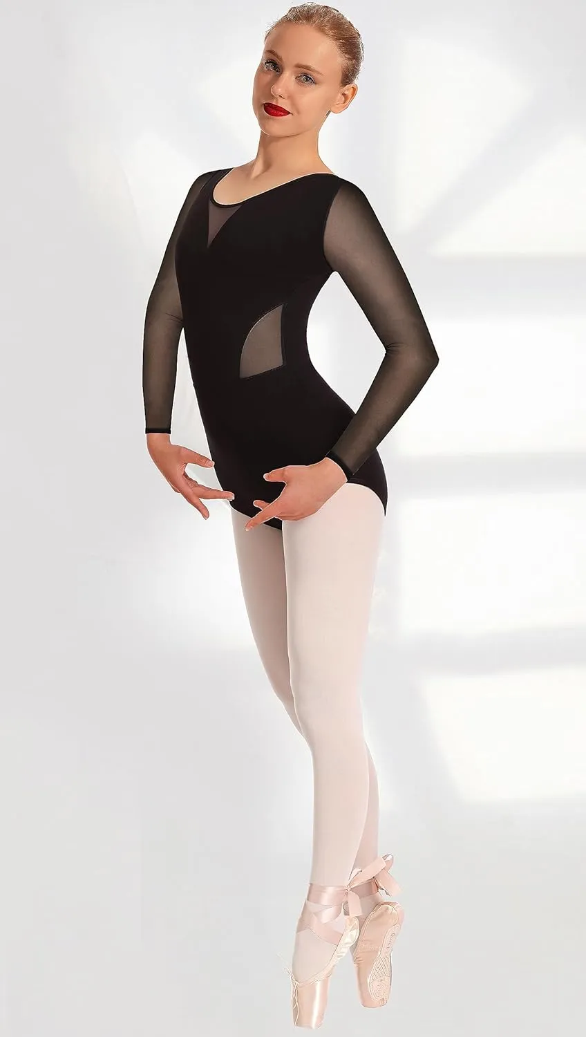 MOLLDAN Women Dance Camisole Leotards,Adjustable Straps,Front Breast Lining,Mesh Hollow Back