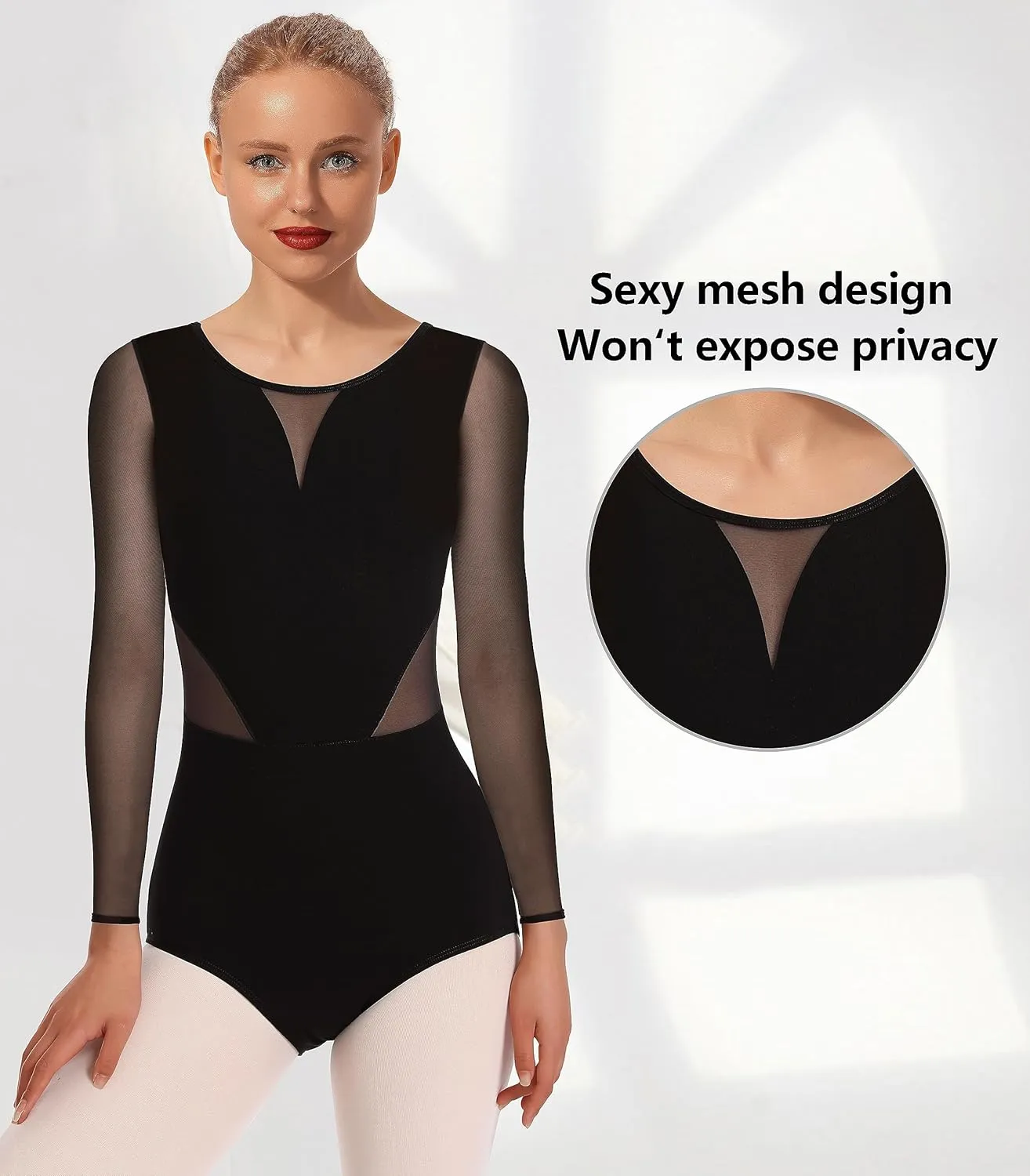 MOLLDAN Women Dance Camisole Leotards,Adjustable Straps,Front Breast Lining,Mesh Hollow Back