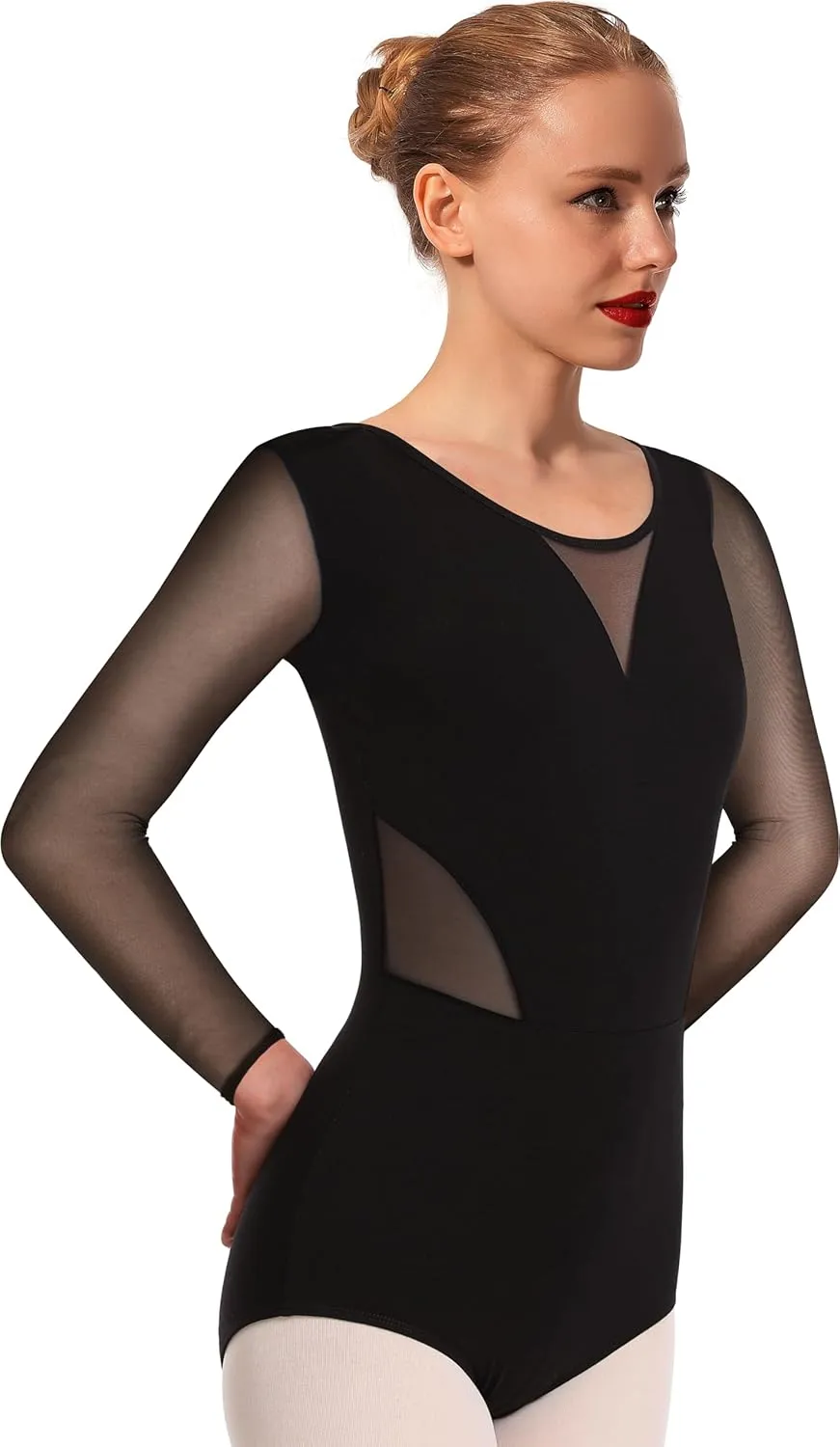 MOLLDAN Women Dance Camisole Leotards,Adjustable Straps,Front Breast Lining,Mesh Hollow Back