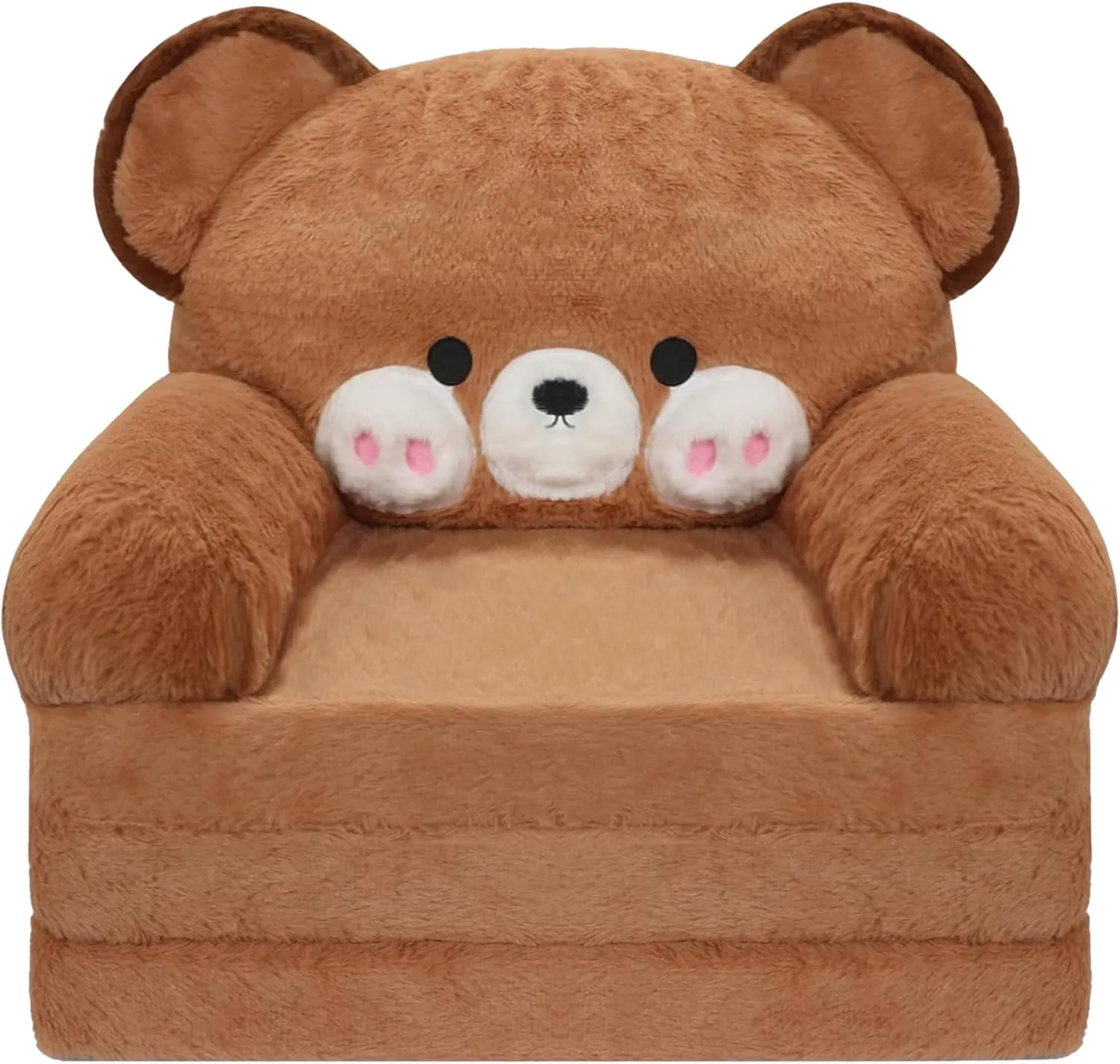 MONKISS Kids Couch, Comfy Toddler Chair, 2 in 1 Fold Out Kids Sofa to Lounger, Baby Sleeper Chair, Toddler Furniture, Birthday Gifts for Boys and Girls, 18  Months, Bear