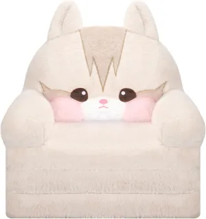 MONKISS Kids Couch, Comfy Toddler Chair, 2 in 1 Fold Out Kids Sofa to Lounger, Baby Sleeper Chair, Toddler Furniture, Birthday Gifts for Boys and Girls, 18  Months, Cute Cat