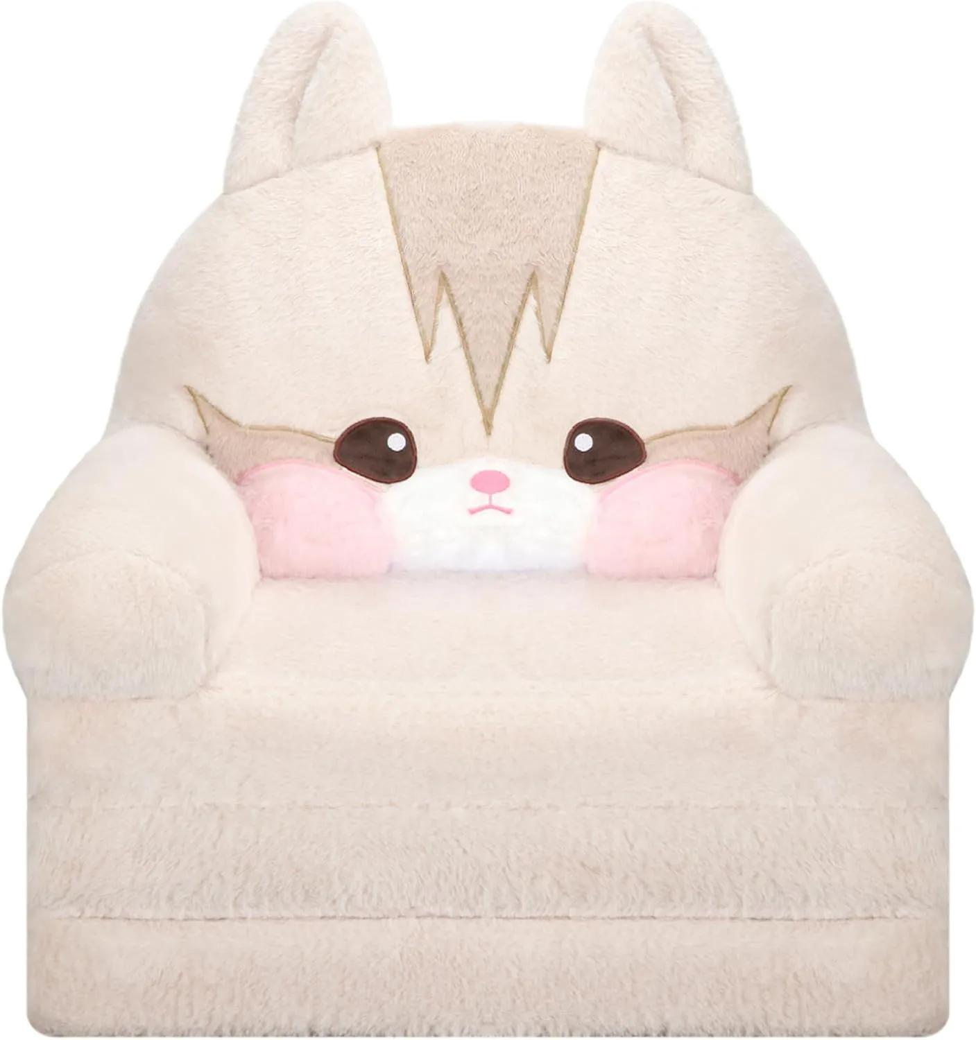 MONKISS Kids Couch, Comfy Toddler Chair, 2 in 1 Fold Out Kids Sofa to Lounger, Baby Sleeper Chair, Toddler Furniture, Birthday Gifts for Boys and Girls, 18  Months, Cute Cat