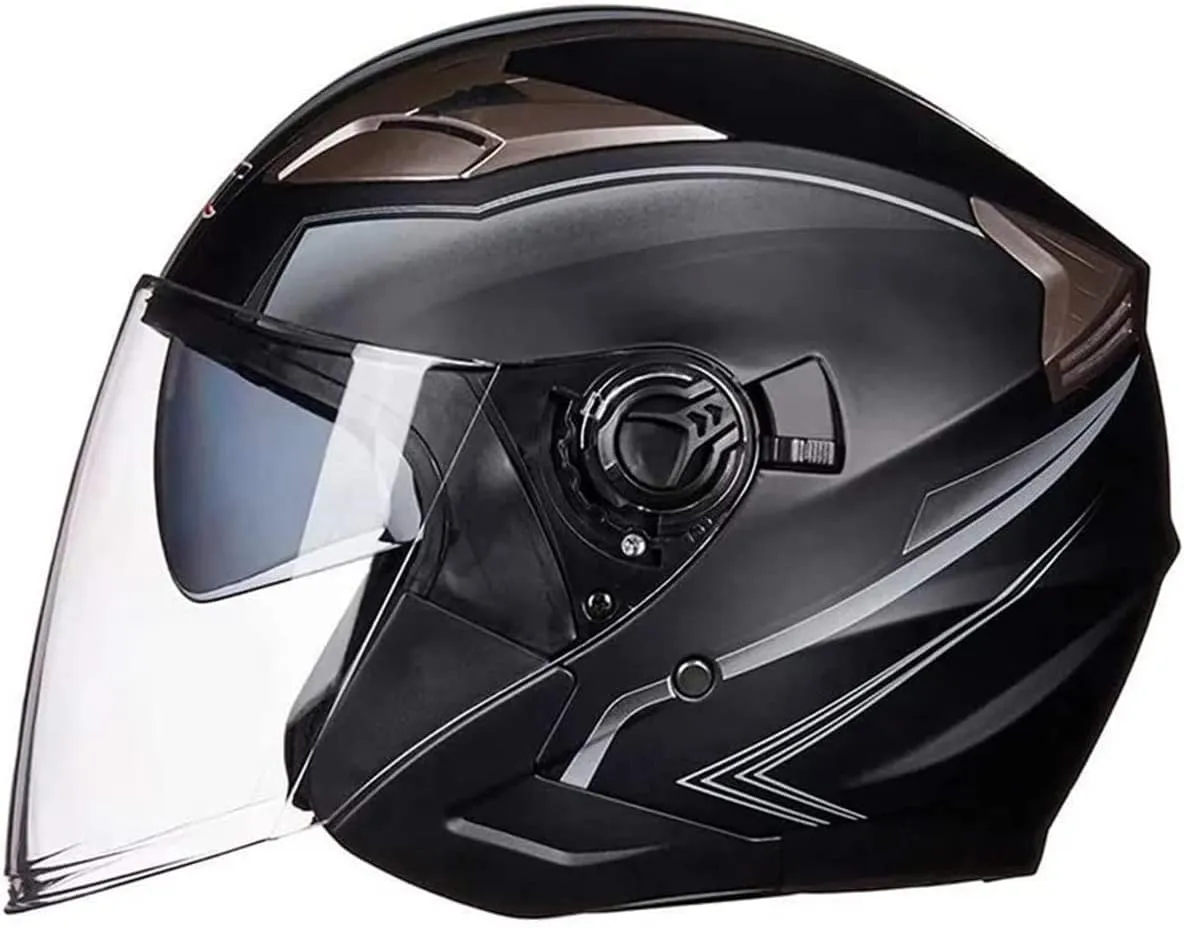 Motorcycle Helmet,Adult Motorbike Helmet Double Visor 3/4 Open Face Sun Shield Keep Warm Against Wind in Winter DOT Approved for Men and Women