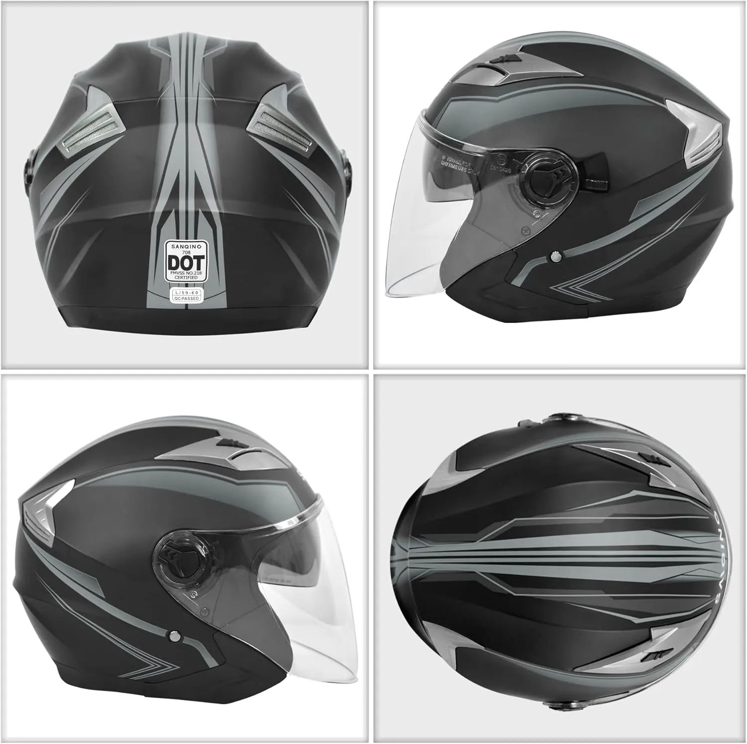 Motorcycle Helmet,Adult Motorbike Helmet Double Visor 3/4 Open Face Sun Shield Keep Warm Against Wind in Winter DOT Approved for Men and Women