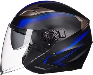 Motorcycle Helmet,Adult Motorbike Helmet Double Visor 3/4 Open Face Sun Shield Keep Warm Against Wind in Winter DOT Approved for Men and Women