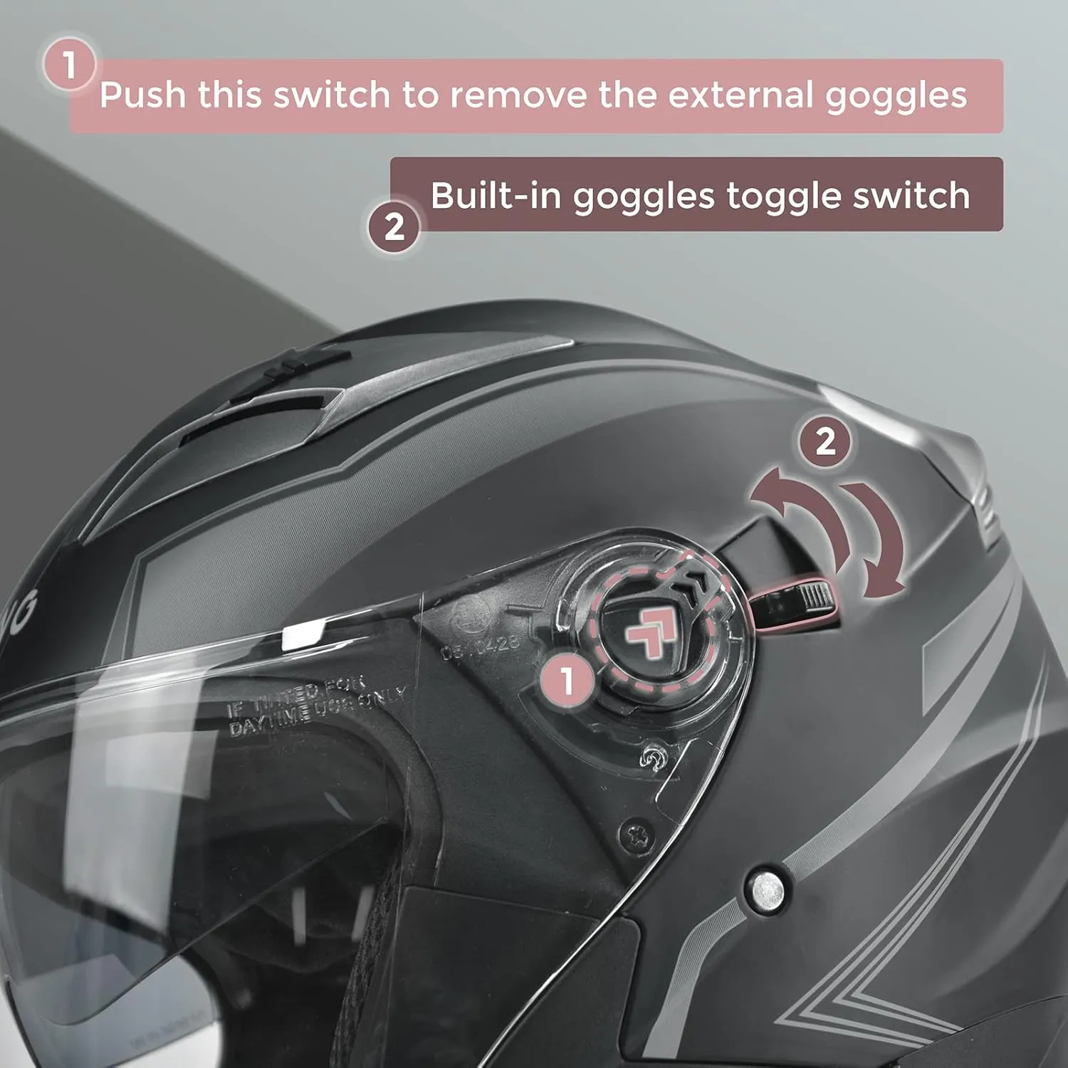 Motorcycle Helmet,Adult Motorbike Helmet Double Visor 3/4 Open Face Sun Shield Keep Warm Against Wind in Winter DOT Approved for Men and Women
