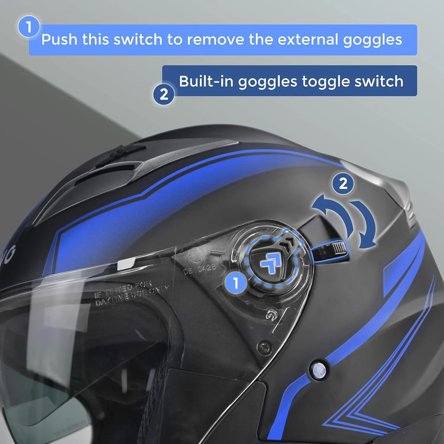 Motorcycle Helmet,Adult Motorbike Helmet Double Visor 3/4 Open Face Sun Shield Keep Warm Against Wind in Winter DOT Approved for Men and Women