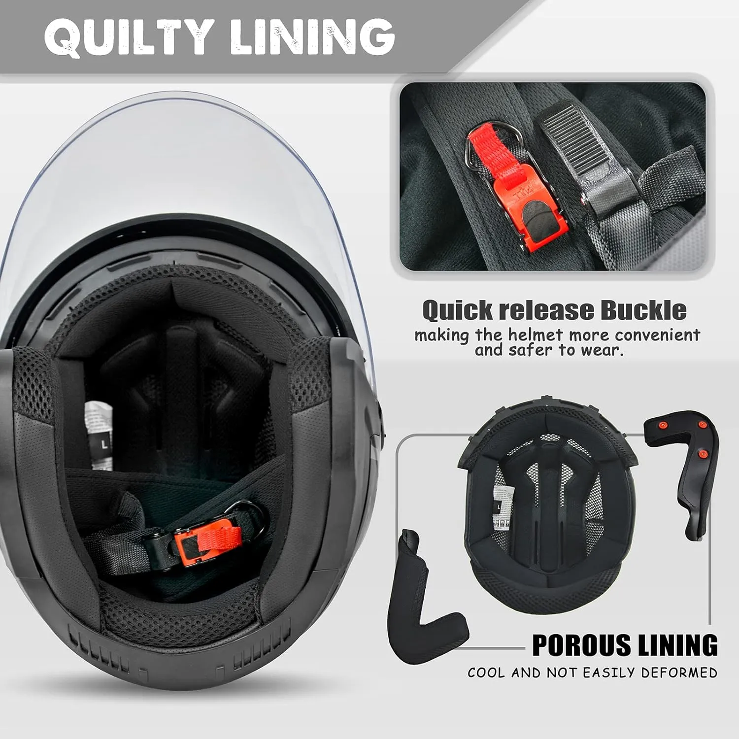Motorcycle Helmet,Adult Motorbike Helmet Double Visor 3/4 Open Face Sun Shield Keep Warm Against Wind in Winter DOT Approved for Men and Women