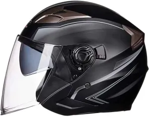 Motorcycle Helmet,Adult Motorbike Helmet Double Visor 3/4 Open Face Sun Shield Keep Warm Against Wind in Winter DOT Approved for Men and Women