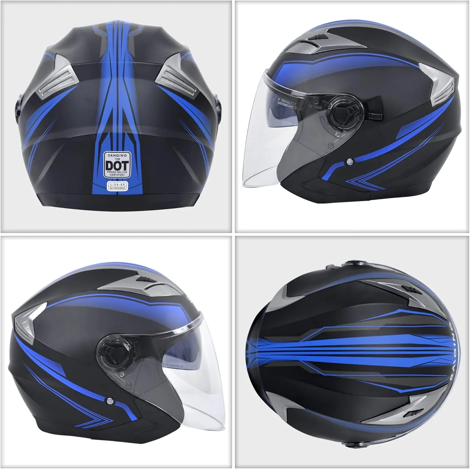 Motorcycle Helmet,Adult Motorbike Helmet Double Visor 3/4 Open Face Sun Shield Keep Warm Against Wind in Winter DOT Approved for Men and Women