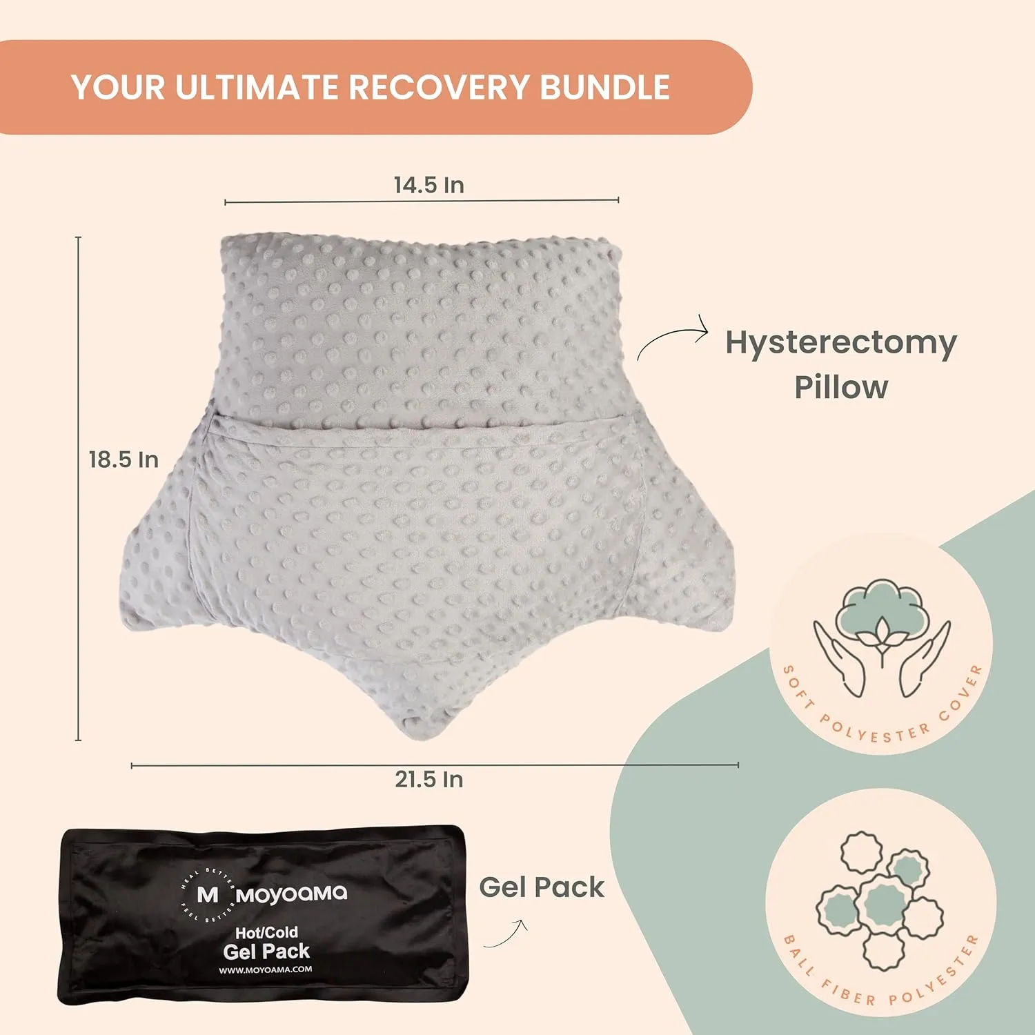 MOYOAMA Hysterectomy Pillow Post Surgery for Hysterectomy Recovery Must Haves- Surgery Pillow for Abdomen, Abdominal Pillow Post Surgery, Abdominal Surgery Recovery Pillow for Hysterectomy Gifts