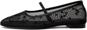 MRKEWUNEY Mesh Ballet Flats for Women Embroidered Floral Mary Jane Flats