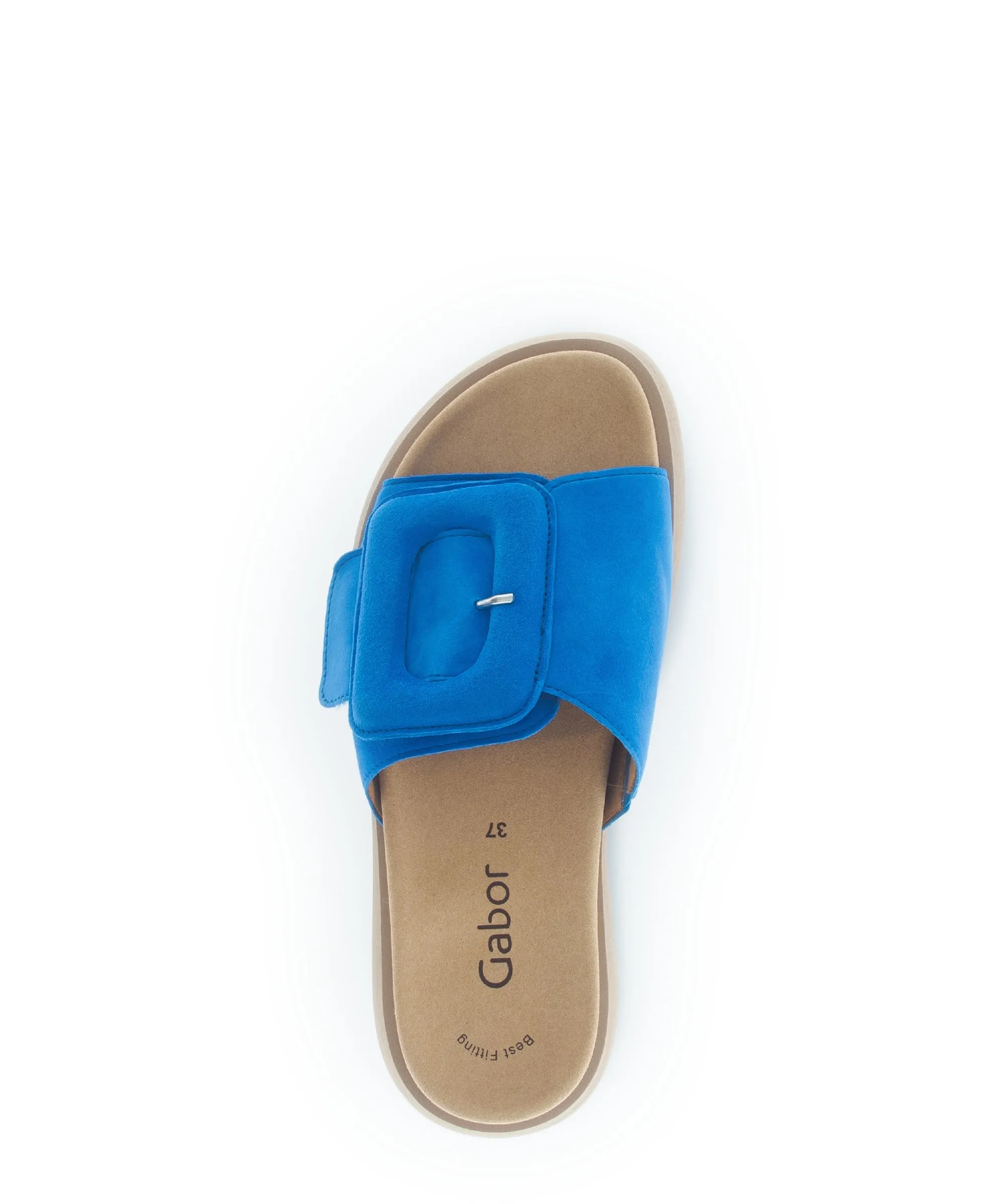 Mules bleues en cuir velours