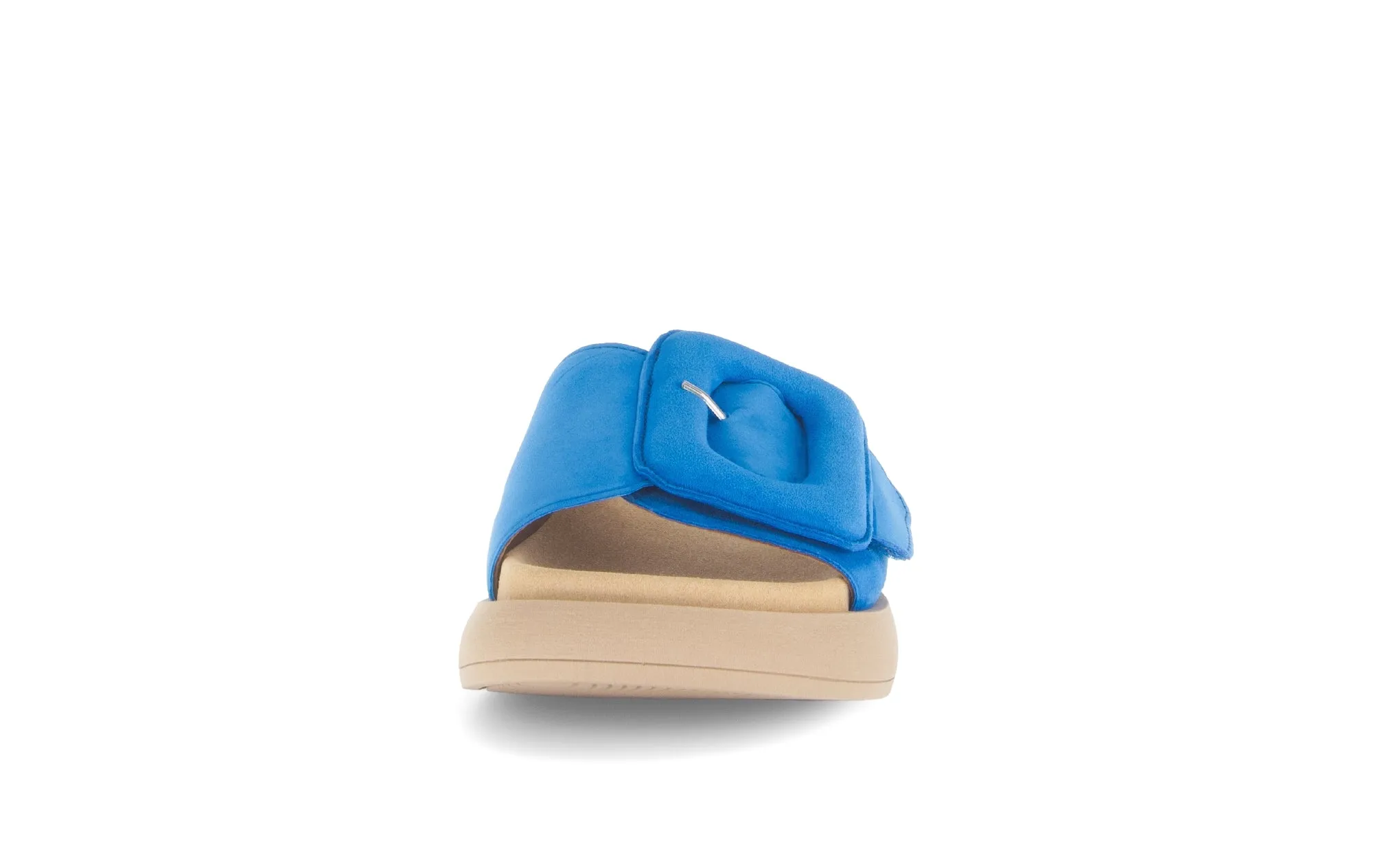 Mules bleues en cuir velours