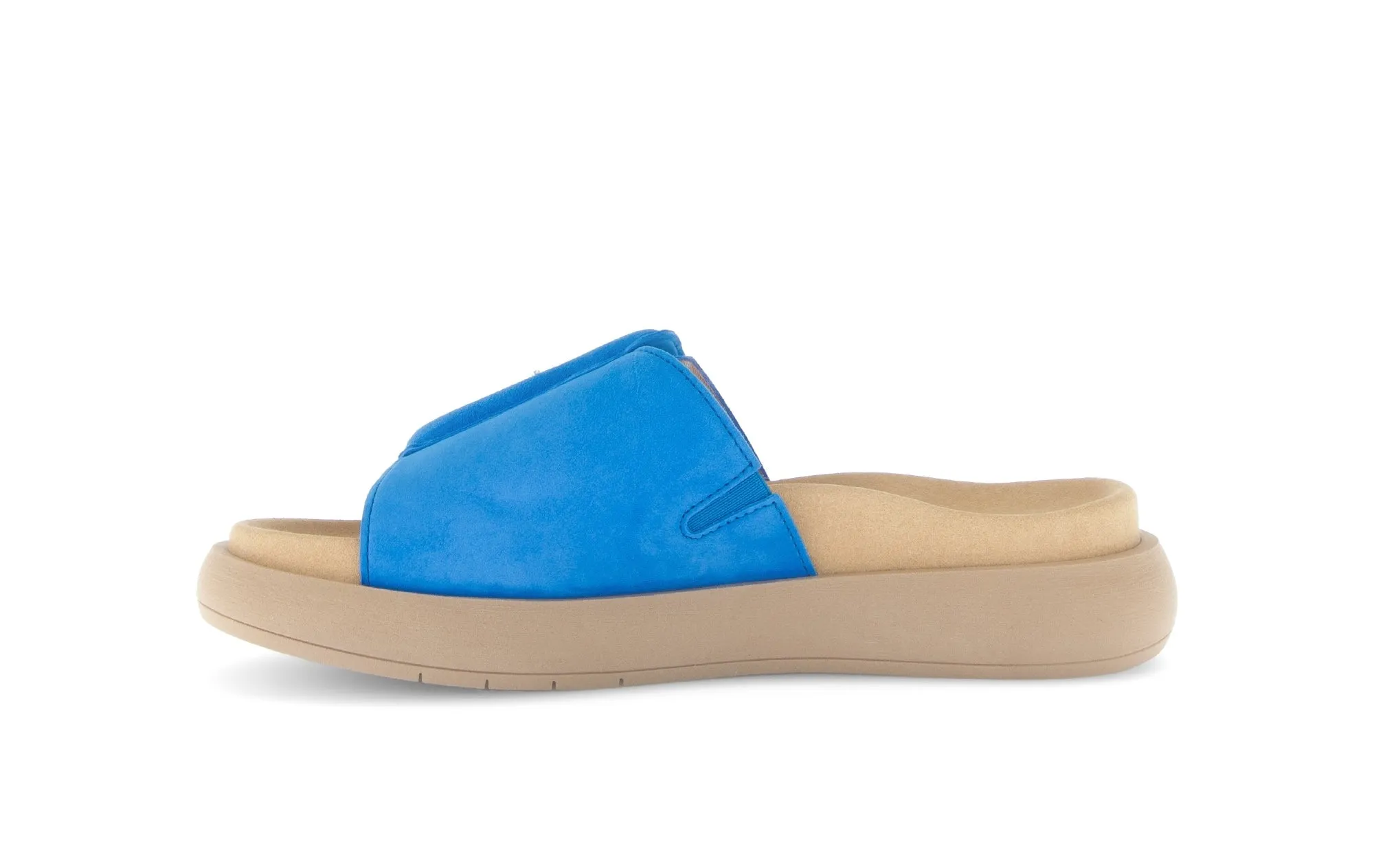 Mules bleues en cuir velours