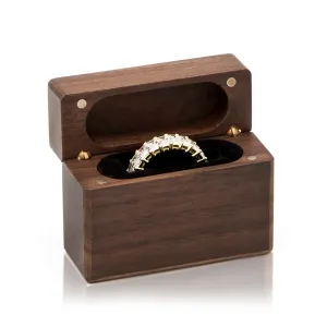 MUUJEE Slim Secret Wood Ring Box - Engagement Proposal Ring Holder, Wedding Ceremony Ring Bearer Box, Fiance Gift Ideas