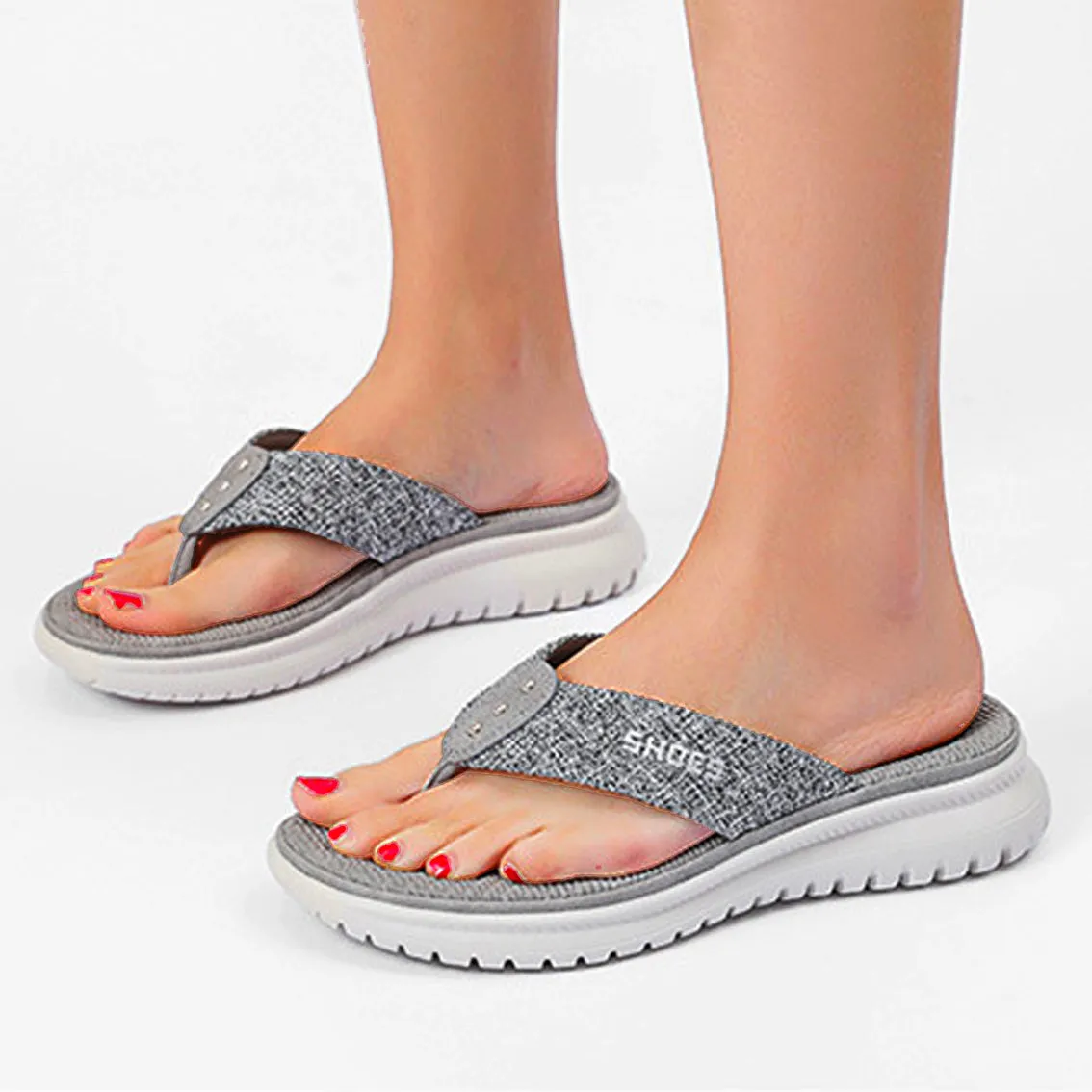 Nanccy Women Flip Flop Slides Comfortable T- Strap Slippers