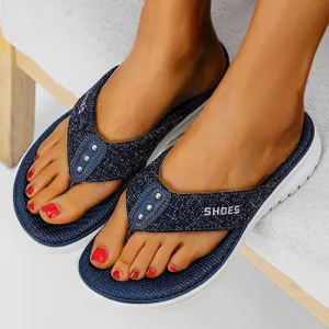 Nanccy Women Flip Flop Slides Comfortable T- Strap Slippers