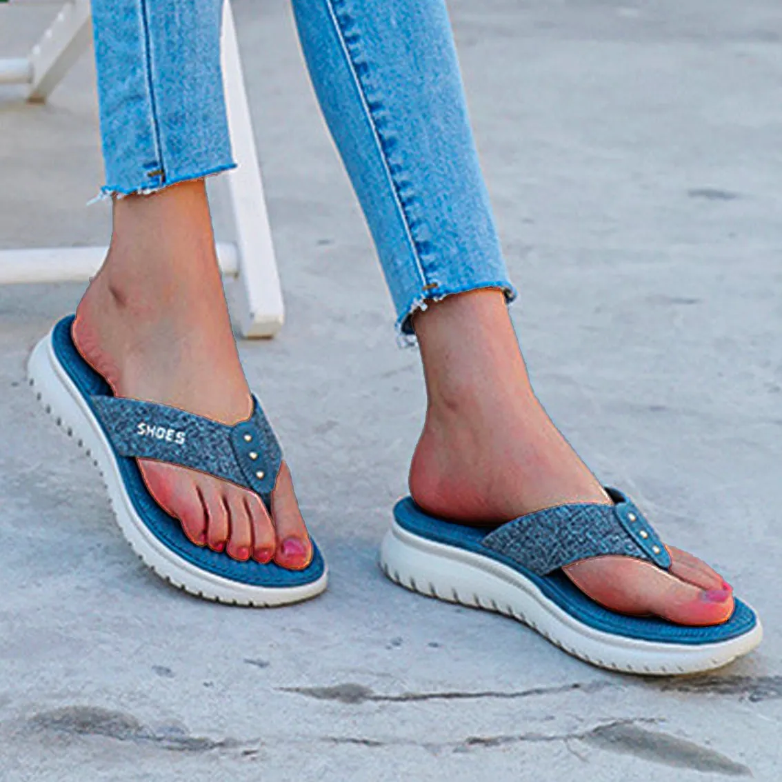 Nanccy Women Flip Flop Slides Comfortable T- Strap Slippers