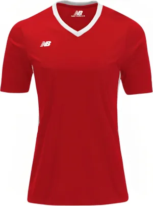 New Balance Women's Game Jersey Size Medium Red and White, Premium Jersey, Flat Knit Rib, V-Neck Collar, Forward Shoulder Seam, Mesh Back Panel, Side Seam Panels, Dry Sweat Control