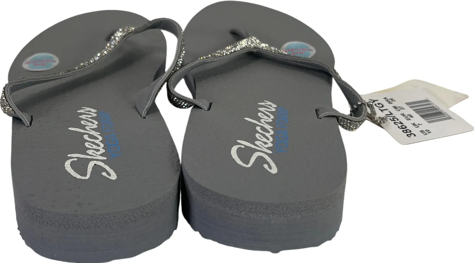 NEW Skechers Women’s Gray Yoga Foam Rhinestone Flip Flops - 10