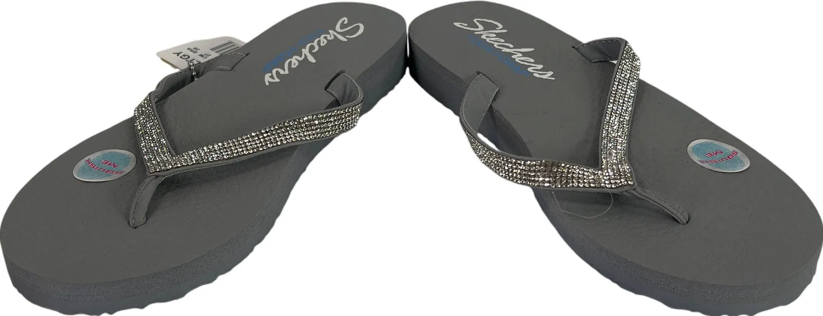 NEW Skechers Women’s Gray Yoga Foam Rhinestone Flip Flops - 10