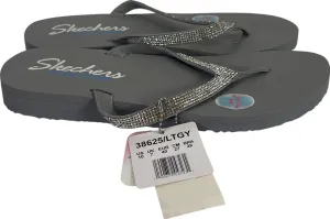 NEW Skechers Women’s Gray Yoga Foam Rhinestone Flip Flops - 10