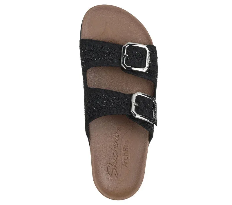 NEW Women's SKECHERS ARCH FIT GRANOLA - CASUALLY STUNNING Black KNIT Sandals AUTHENTIC IN BOX